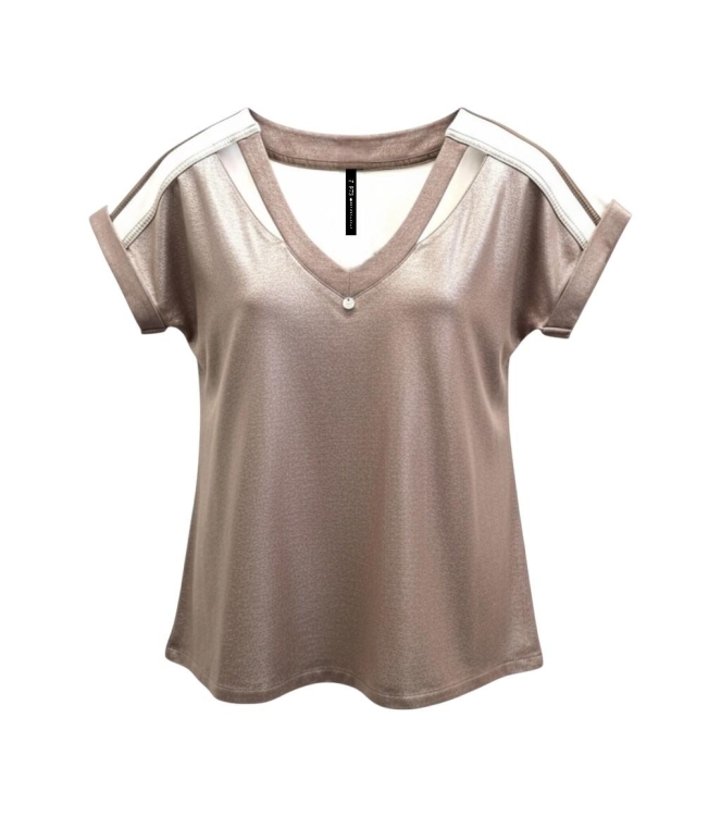 ZIP73 Shirt Cut-out Taupe/Off-white 205-Taupe