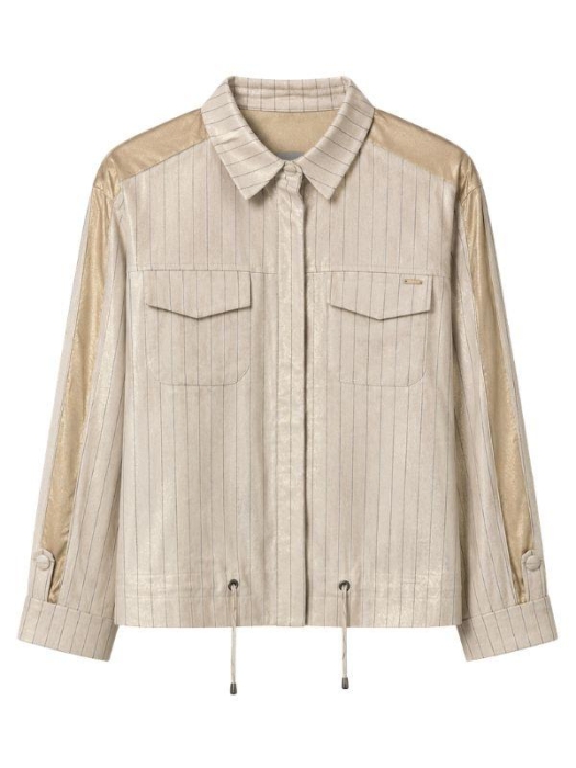 ZIP73 Bomber Leather Details Gold Glitter 710-Gold