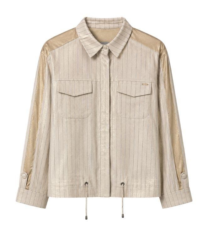 ZIP73 Bomber Leather Details Gold Glitter 710-Gold