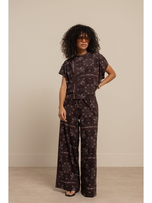 Studio Anneloes Grace paisley trousers 8714 espresso/kit