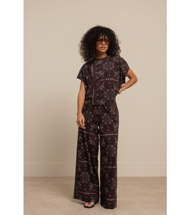 Studio Anneloes Grace paisley trousers 8714 espresso/kit