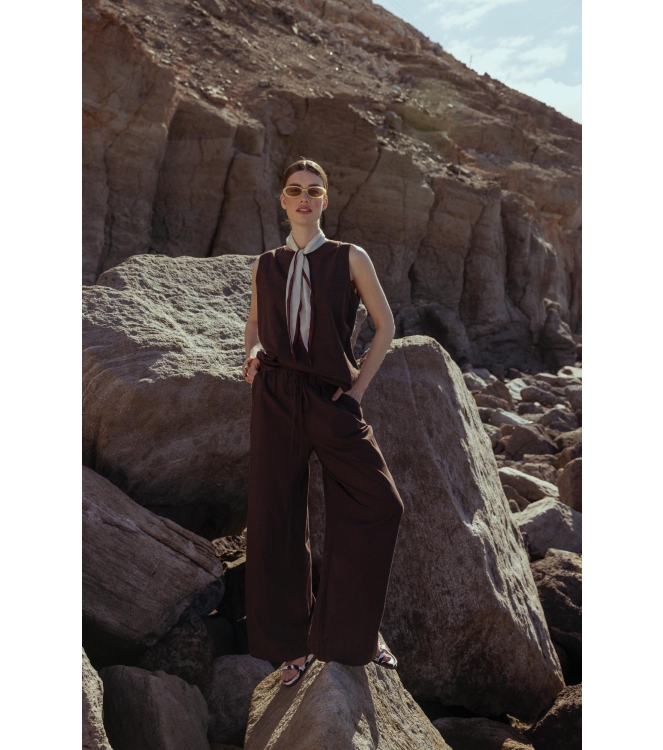 Studio Anneloes Grace linen trousers 8700 espresso