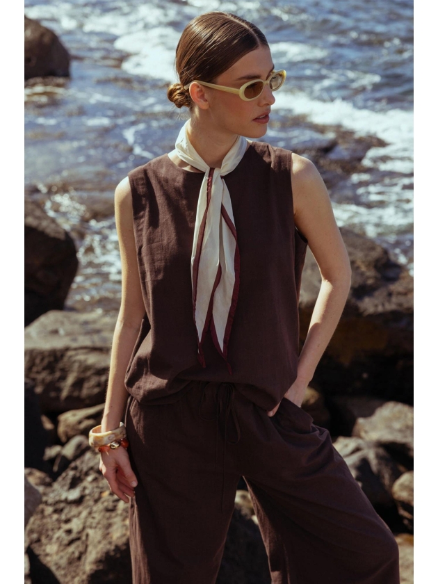 Studio Anneloes Gilian linen top 8700 espresso