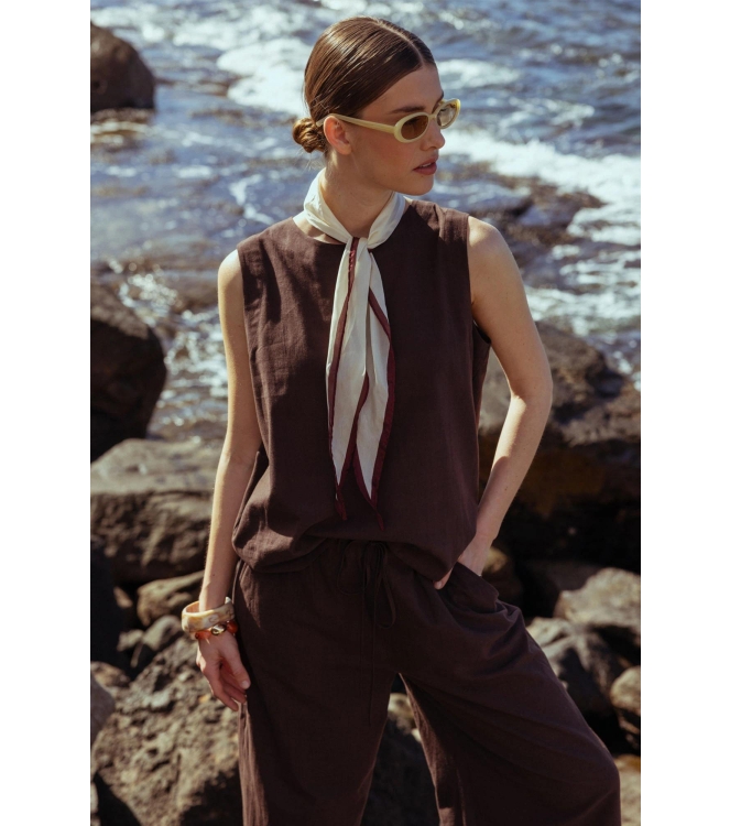 Studio Anneloes Gilian linen top 8700 espresso