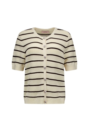 Studio Anneloes Yara stripe cardigan 1787 ecru/espresso
