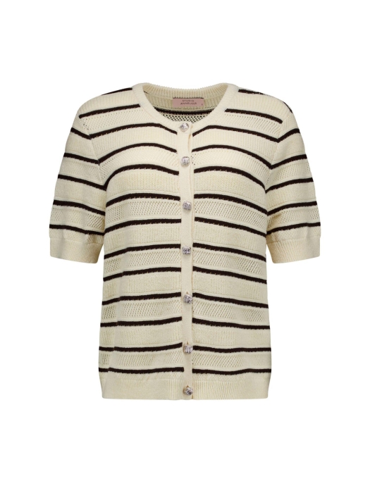 Studio Anneloes Yara stripe cardigan 1787 ecru/espresso
