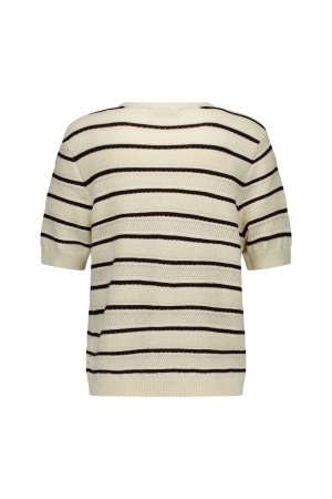 Studio Anneloes Yara stripe cardigan 1787 ecru/espresso