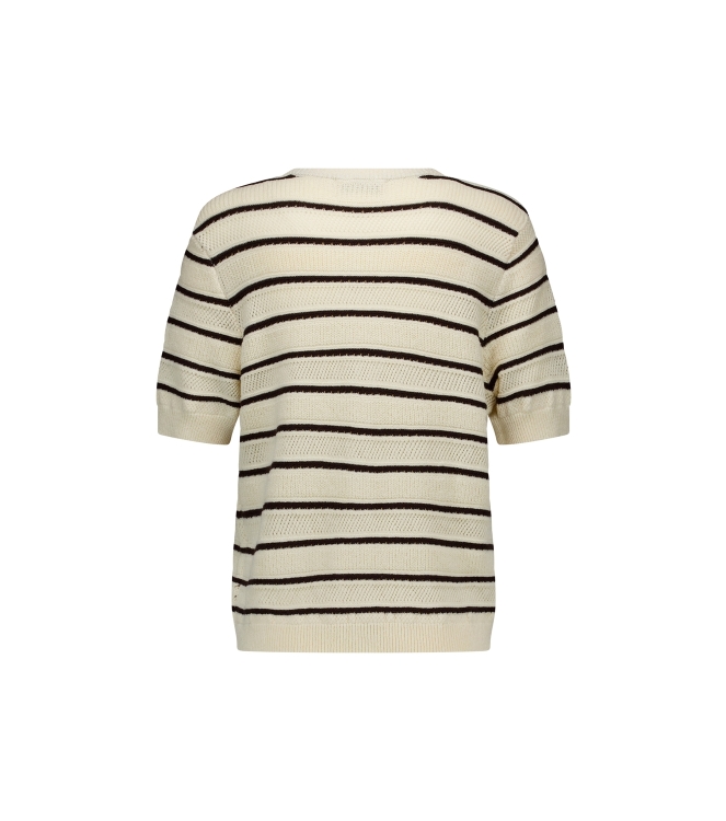 Studio Anneloes Yara stripe cardigan 1787 ecru/espresso