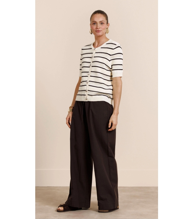 Studio Anneloes Yara stripe cardigan 1787 ecru/espresso