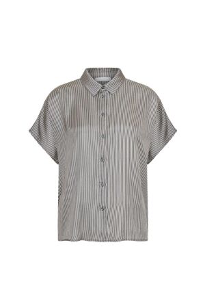 By-Bar Amsterdam barley silky stripe blouse 886-jet black stripe