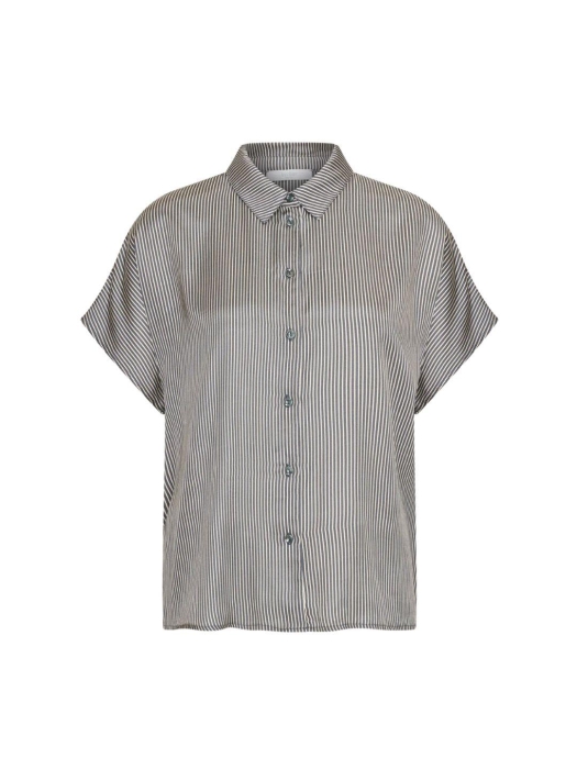 By-Bar Amsterdam barley silky stripe blouse 886-jet black stripe
