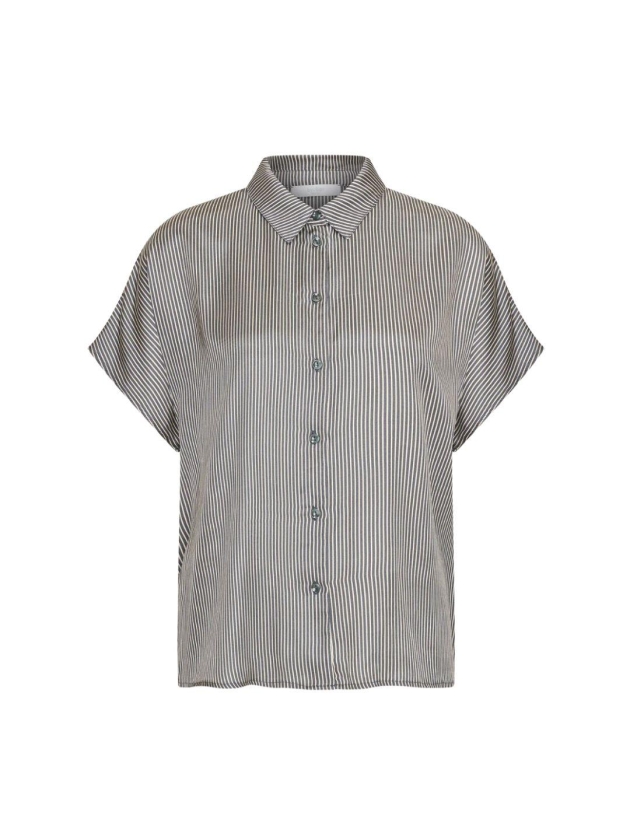 By-Bar Amsterdam barley silky stripe blouse 886-jet black stripe