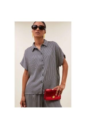 By-Bar Amsterdam barley silky stripe blouse 886-jet black stripe