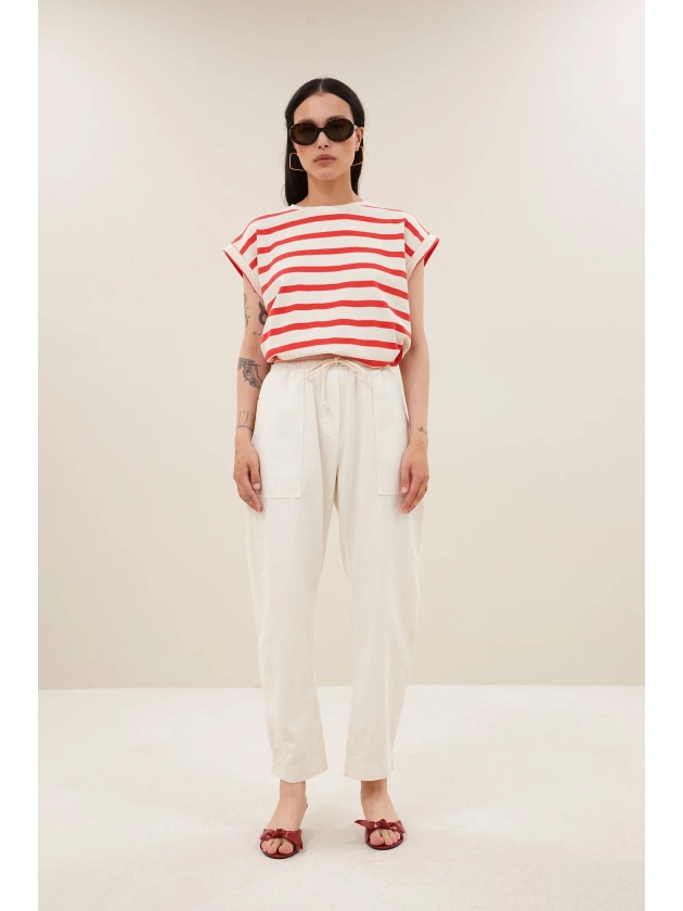 By-Bar Amsterdam tobi stripe top 1323-poppy red stripe