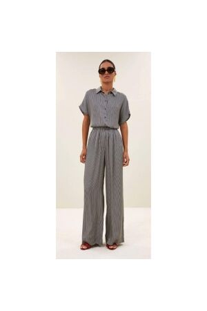 By-Bar Amsterdam benji silky stripe pants 886-jet black stripe