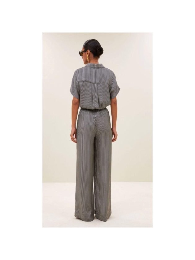 By-Bar Amsterdam benji silky stripe pants 886-jet black stripe