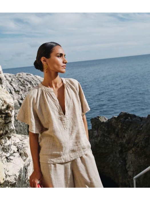 By-Bar Amsterdam vina linen blouse 730-biscuit