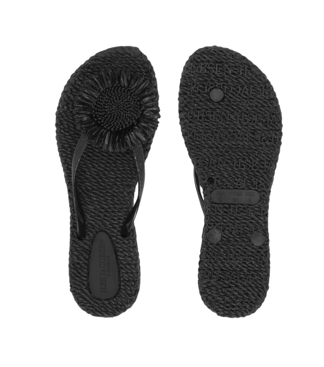 Ilse Jacobsen Flip flop with flower 001 Black