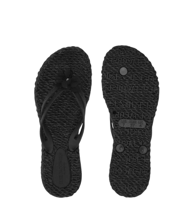 Ilse Jacobsen Flip flops with flower 001 Black