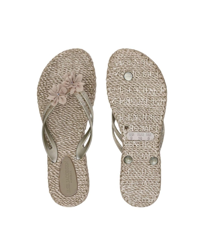 Ilse Jacobsen Flip flops with flowers 780 Platin