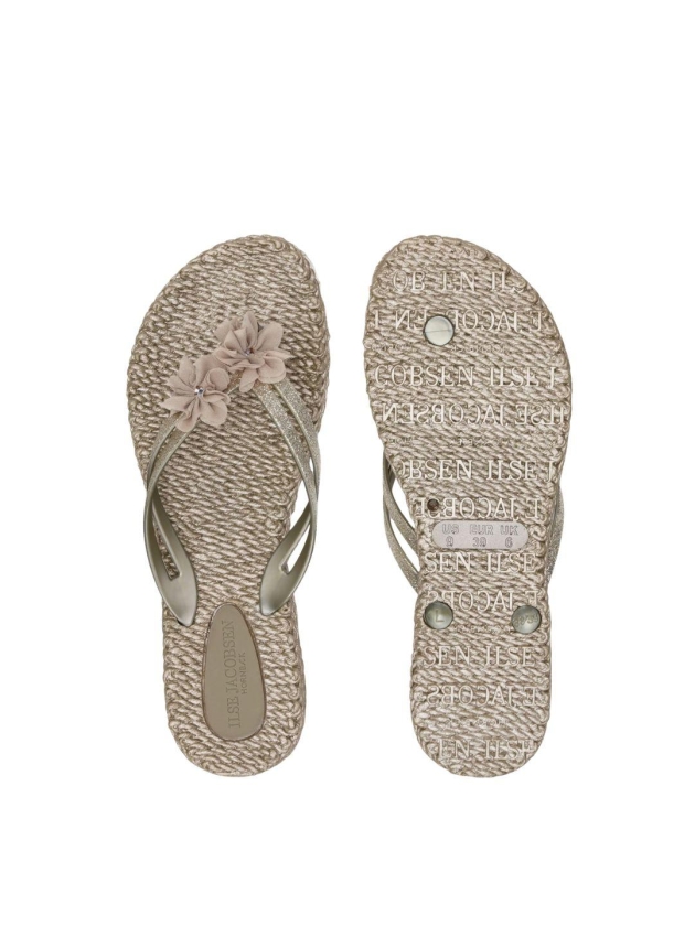 Ilse Jacobsen Flip flops with flowers 780 Platin