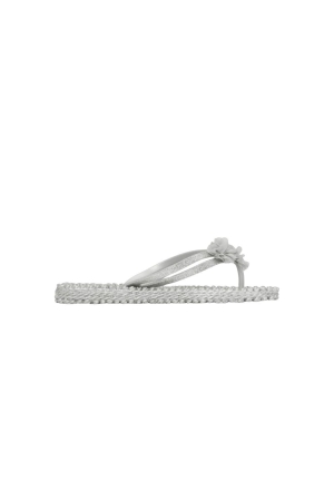Ilse Jacobsen Flip flops with flowers 710 Silver