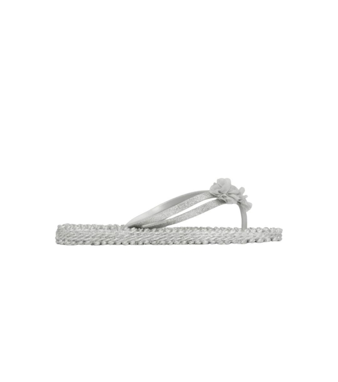 Ilse Jacobsen Flip flops with flowers 710 Silver