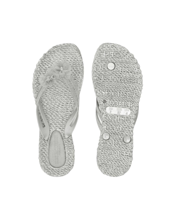 Ilse Jacobsen Flip flops with flowers 710 Silver