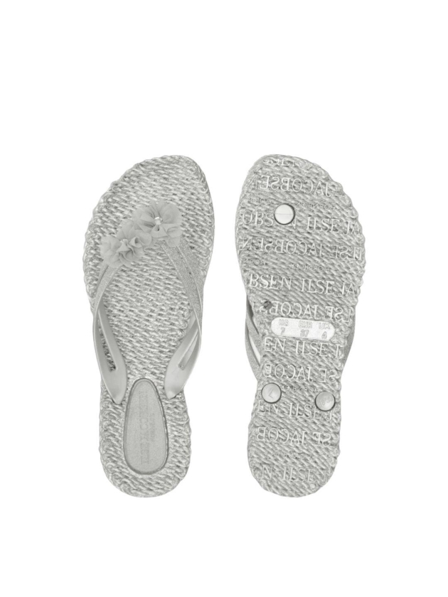Ilse Jacobsen Flip flops with flowers 710 Silver