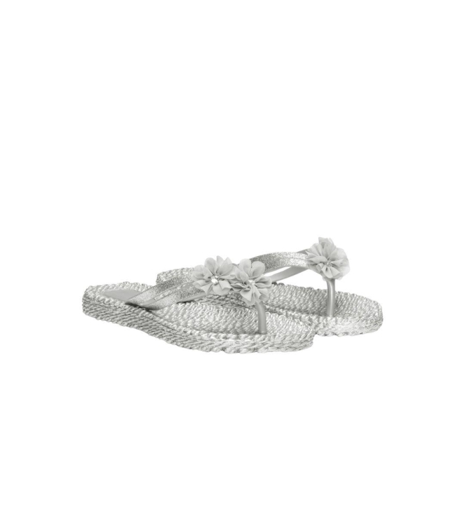 Ilse Jacobsen Flip flops with flowers 710 Silver