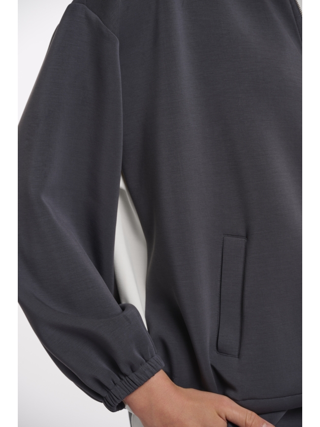 Rino en Pelle Balloon sleeve jacket with front closure 10175 dark navy