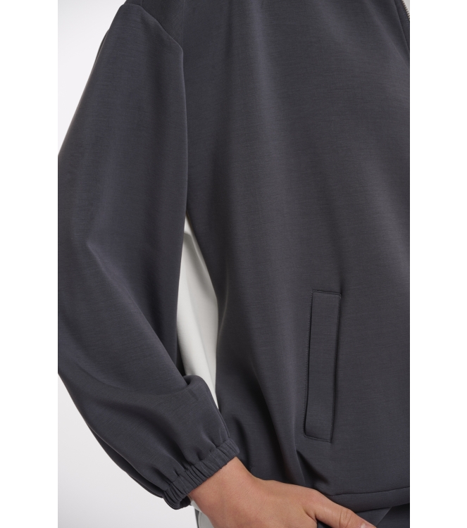 Rino en Pelle Balloon sleeve jacket with front closure 10175 dark navy