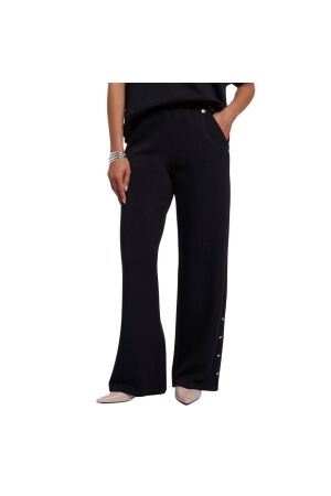 Rino en Pelle Regular length straight wide leg pants with slit d 9900 black