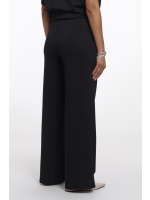 Rino en Pelle Regular length straight wide leg pants with slit d 9900 black