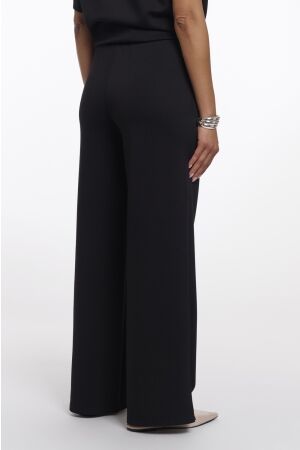 Rino en Pelle Regular length straight wide leg pants with slit d 9900 black