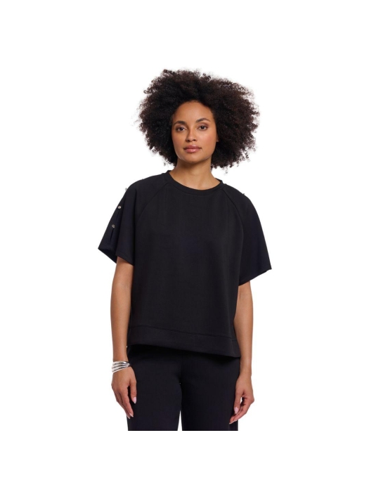 Rino en Pelle Half sleeve top with button details 9900 black