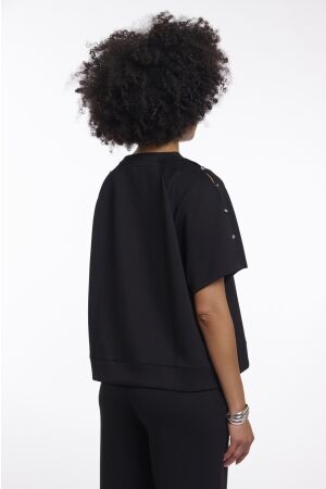 Rino en Pelle Half sleeve top with button details 9900 black