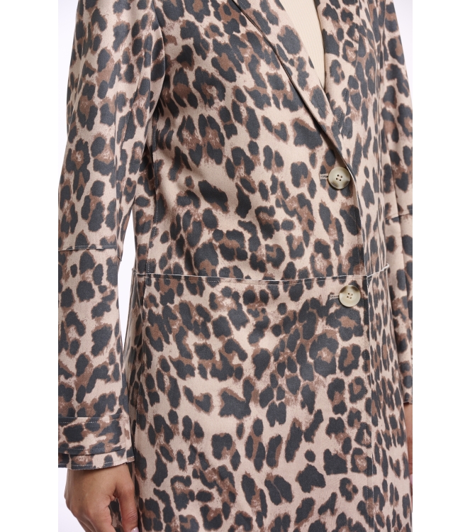 Rino en Pelle Single breasted coat 8980 leopard