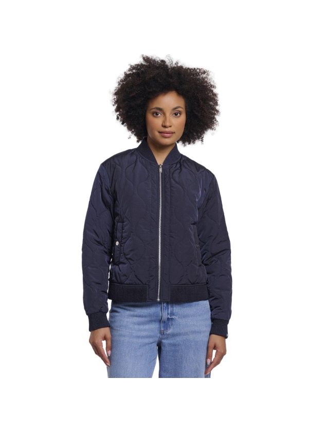 Rino en Pelle Light quilted bomber with zipper 10175 dark navy
