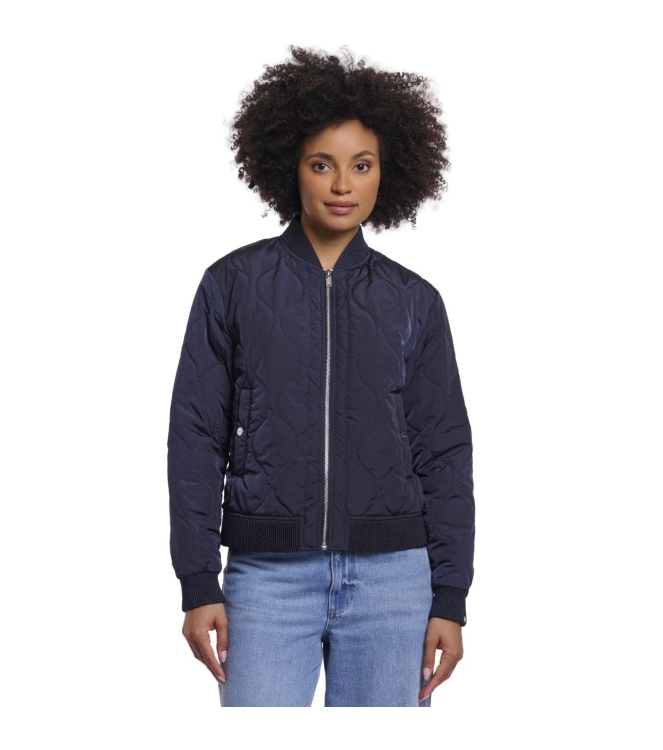 Rino en Pelle Light quilted bomber with zipper 10175 dark navy