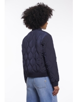 Rino en Pelle Light quilted bomber with zipper 10175 dark navy