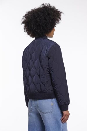 Rino en Pelle Light quilted bomber with zipper 10175 dark navy