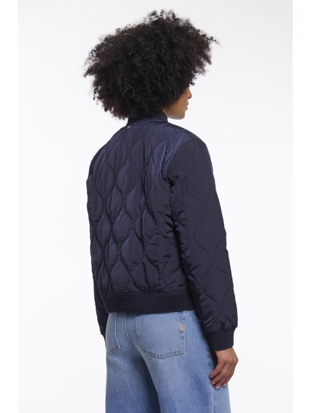 Rino en Pelle Light quilted bomber with zipper 10175 dark navy