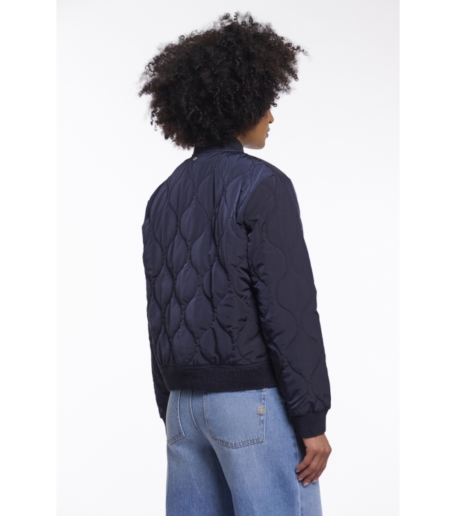 Rino en Pelle Light quilted bomber with zipper 10175 dark navy