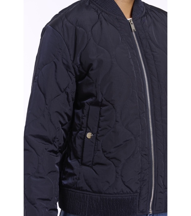 Rino en Pelle Light quilted bomber with zipper 10175 dark navy