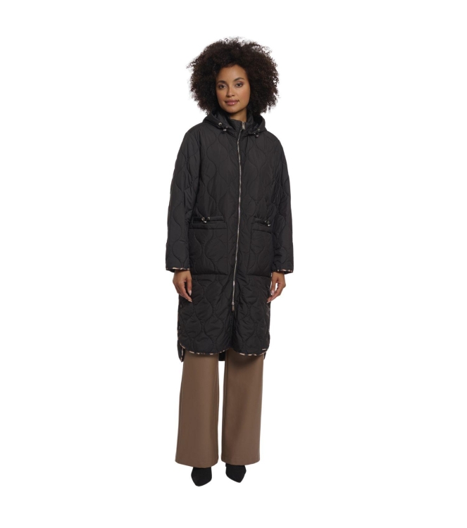 Rino en Pelle Long light quilted coat 9900 black
