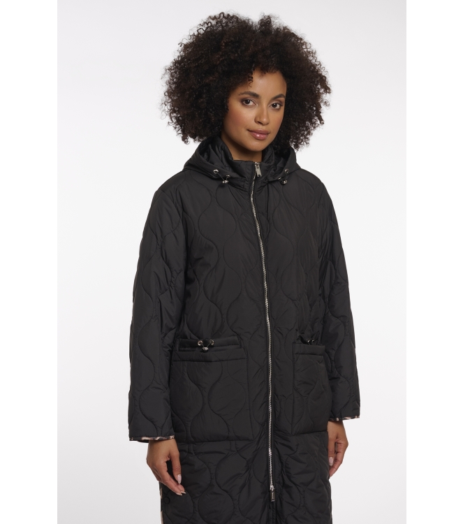 Rino en Pelle Long light quilted coat 9900 black