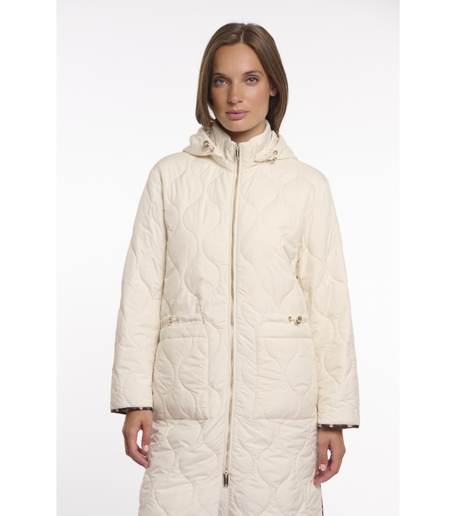 Rino en Pelle Long light quilted coat 9030 birch