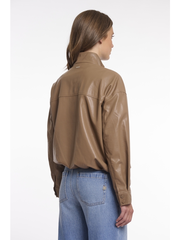 Rino en Pelle Blouson jacket with button closure 11011 slate bark