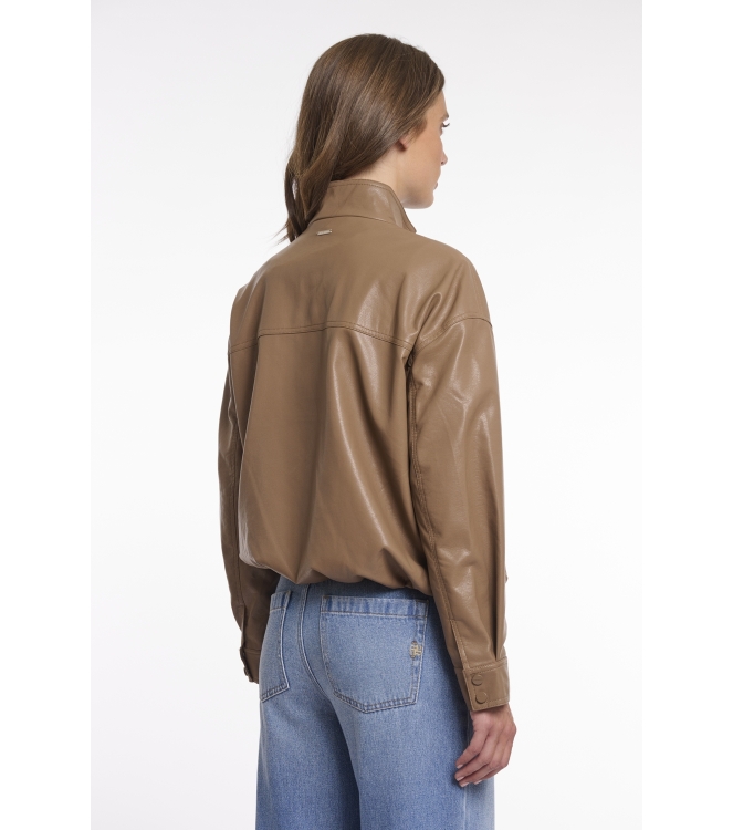 Rino en Pelle Blouson jacket with button closure 11011 slate bark